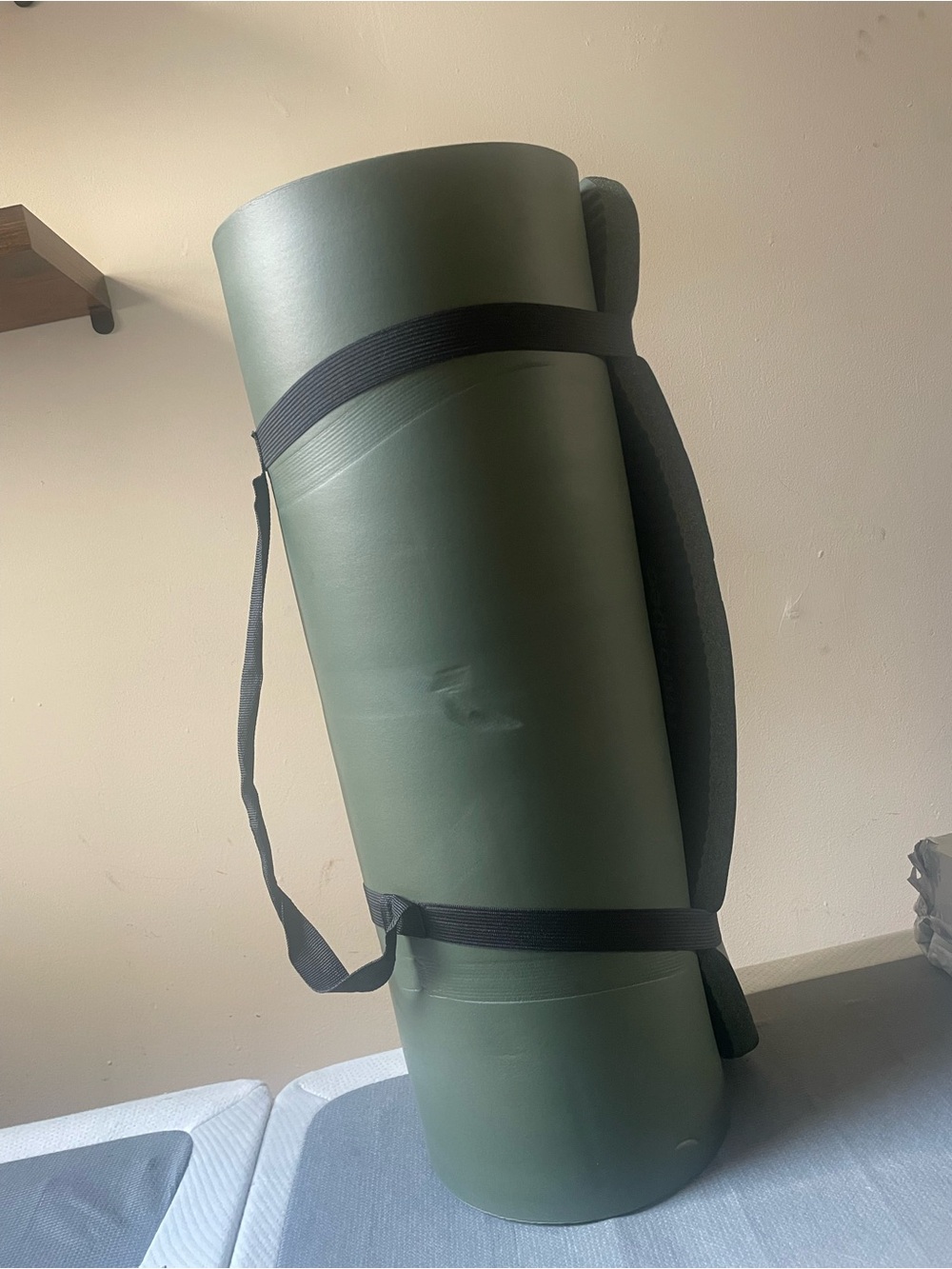 Olive Green Yoga Mat with Carry Strap